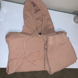 Camel waffle loungewear set